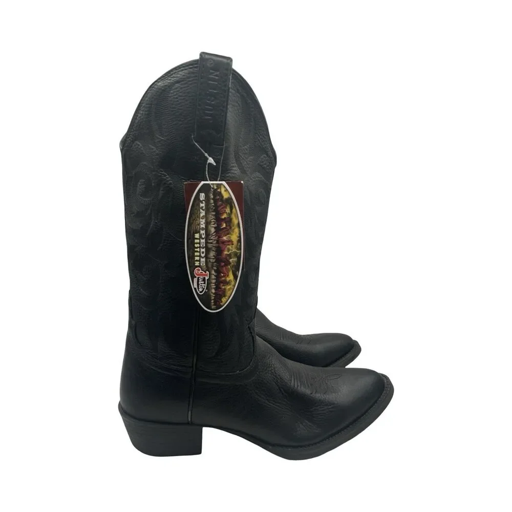 Justin Boots Stampede Collection Men's Size 10 D Style 2553 Black Leather NWT